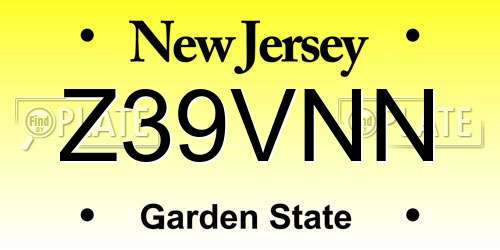 Z39VNN New Jersey License Plate