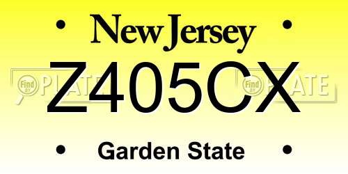 Z405CX New Jersey License Plate