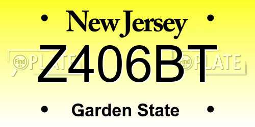 Z406BT New Jersey License Plate