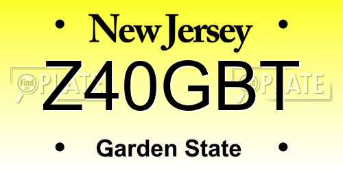 Z40GBT New Jersey License Plate