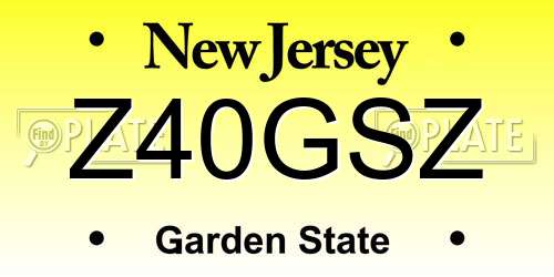 Z40GSZ New Jersey License Plate