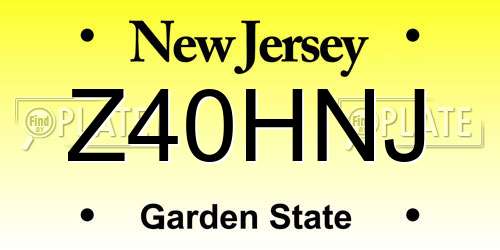 Z40HNJ New Jersey License Plate