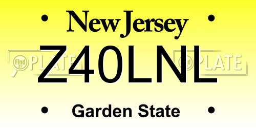 Z40LNL New Jersey License Plate