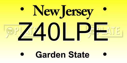 Z40LPE New Jersey License Plate
