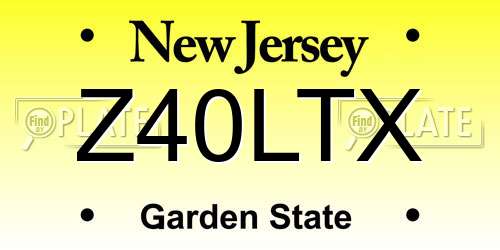 Z40LTX New Jersey License Plate