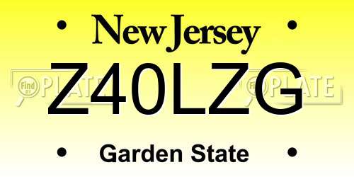 Z40LZG New Jersey License Plate