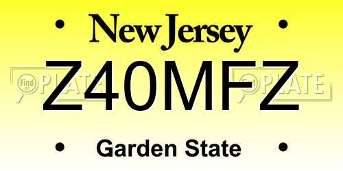 Z40MFZ New Jersey License Plate