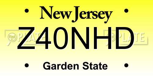 Z40NHD New Jersey License Plate