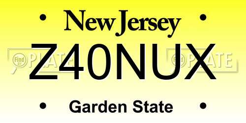 Z40NUX New Jersey License Plate