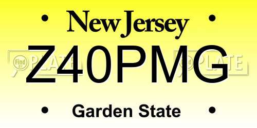 Z40PMG New Jersey License Plate