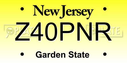Z40PNR New Jersey License Plate