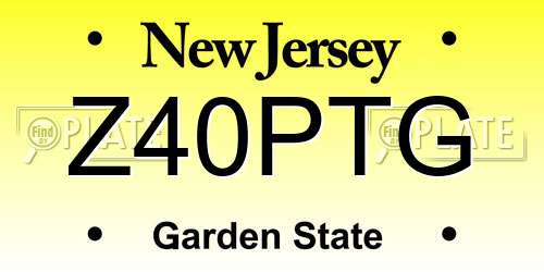 Z40PTG New Jersey License Plate