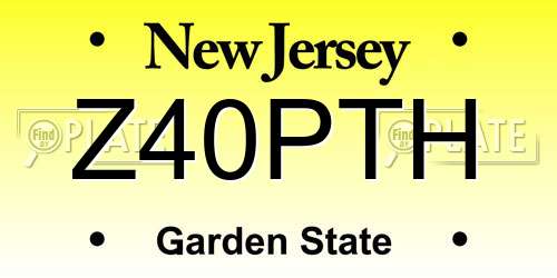Z40PTH New Jersey License Plate