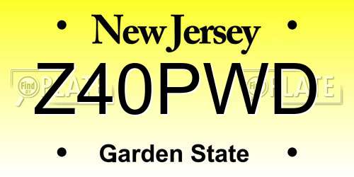 Z40PWD New Jersey License Plate