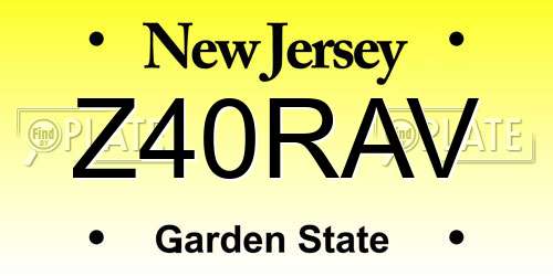 Z40RAV New Jersey License Plate