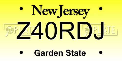 Z40RDJ New Jersey License Plate