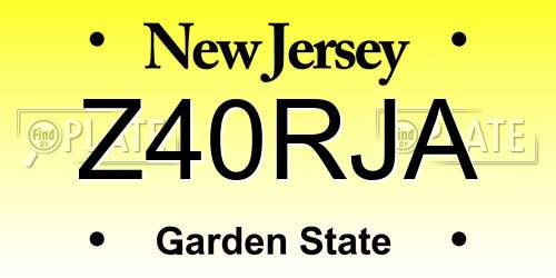 Z40RJA New Jersey License Plate