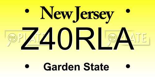 Z40RLA New Jersey License Plate