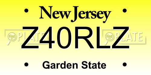 Z40RLZ New Jersey License Plate