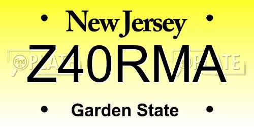 Z40RMA New Jersey License Plate