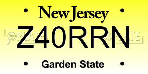 Z40RRN New Jersey License Plate