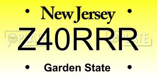 Z40RRR New Jersey License Plate