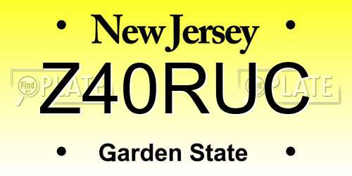 Z40RUC New Jersey License Plate