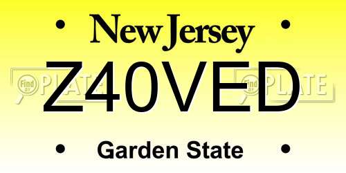Z40VED New Jersey License Plate