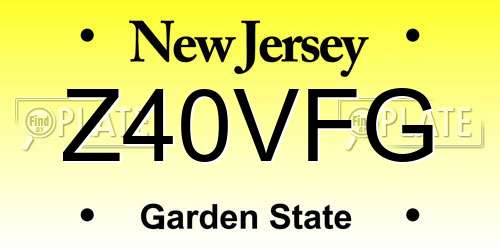Z40VFG New Jersey License Plate