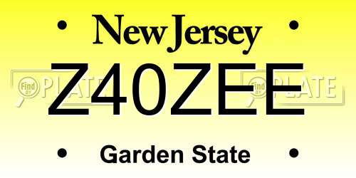 Z40ZEE New Jersey License Plate