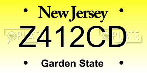 Z412CD New Jersey License Plate