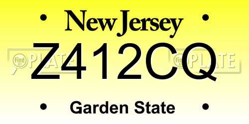 Z412CQ New Jersey License Plate