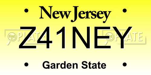 Z41NEY New Jersey License Plate