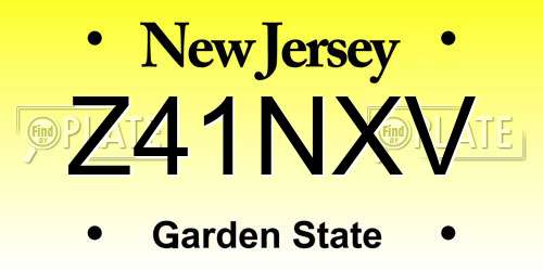 Z41NXV New Jersey License Plate