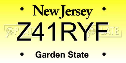 Z41RYF New Jersey License Plate