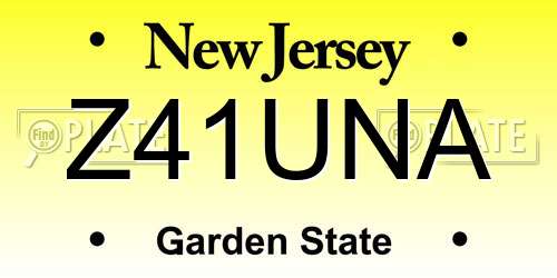 Z41UNA New Jersey License Plate