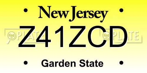 Z41ZCD New Jersey License Plate