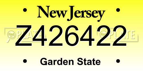Z426422 New Jersey License Plate