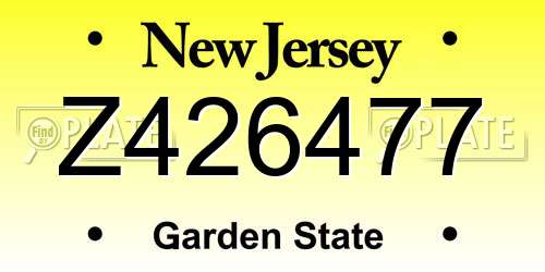 Z426477 New Jersey License Plate