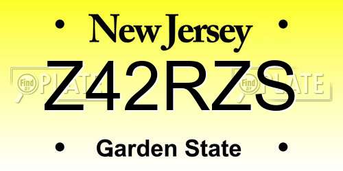 Z42RZS New Jersey License Plate