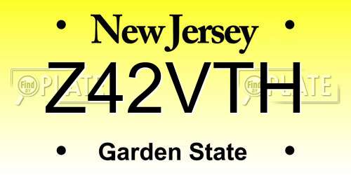 Z42VTH New Jersey License Plate