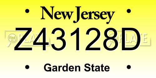 Z43128D New Jersey License Plate