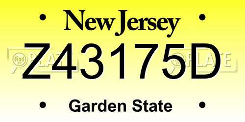 Z43175D New Jersey License Plate
