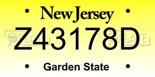 Z43178D New Jersey License Plate