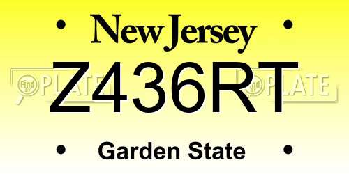 Z436RT New Jersey License Plate