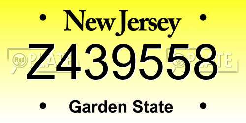Z439558 New Jersey License Plate