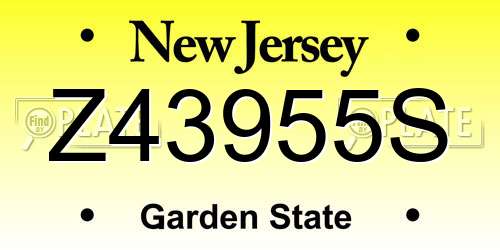 Z43955S New Jersey License Plate