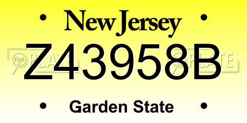 Z43958B New Jersey License Plate
