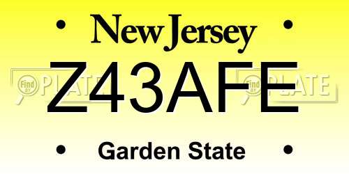 Z43AFE New Jersey License Plate