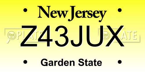 Z43JUX New Jersey License Plate